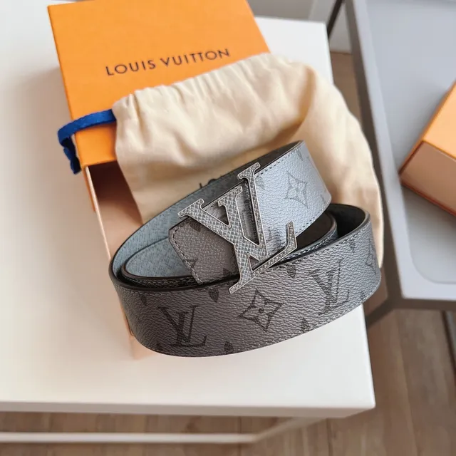 Louis Vuitton LV Initiales Gray Monogram Leather Belt 4