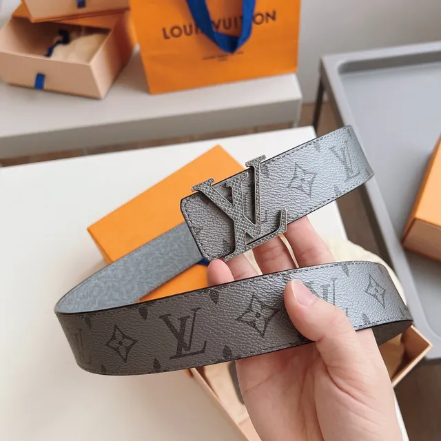 Louis Vuitton LV Initiales Gray Monogram Leather Belt 5