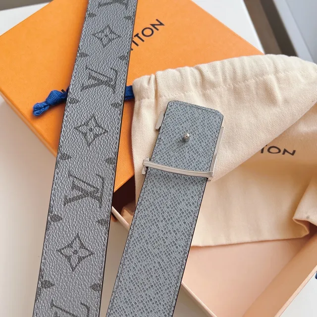 Louis Vuitton LV Initiales Gray Monogram Leather Belt 6