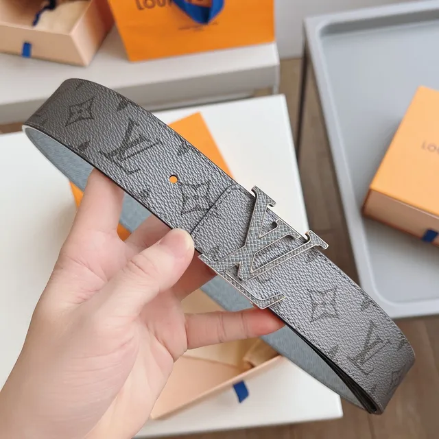 Louis Vuitton LV Initiales Gray Monogram Leather Belt 8