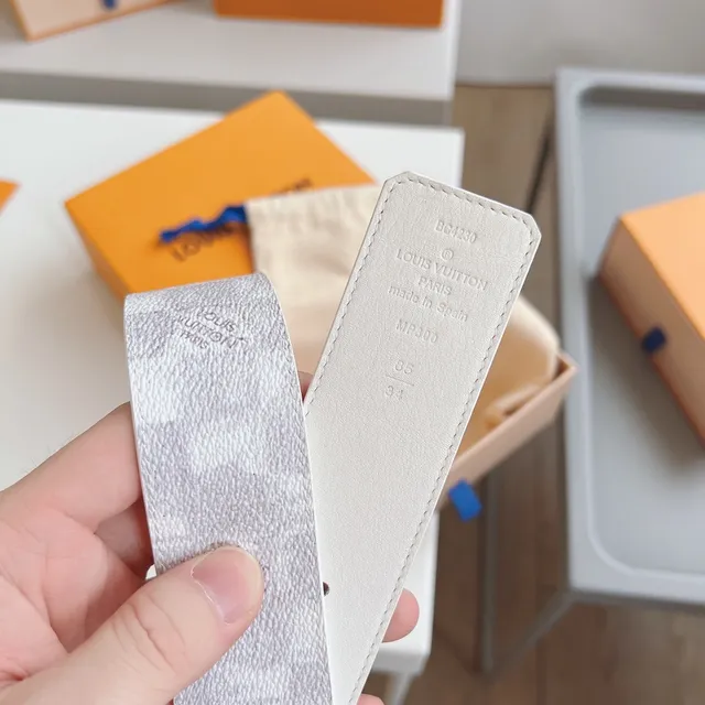Louis Vuitton LV Initiales White and Monogram Leather Belt 3
