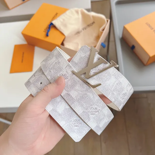 Louis Vuitton LV Initiales White and Monogram Leather Belt 8