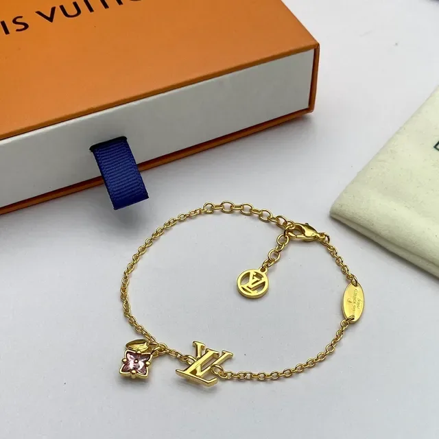 Louis Vuitton LV Monogram Floral Gold Red Chain Pendant Necklace 7