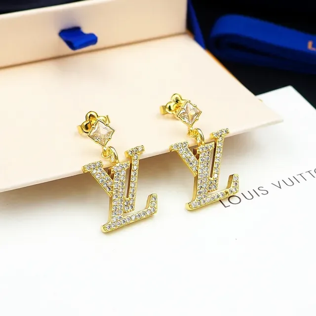 Louis Vuitton LV Monogram Pavé Crystal Gold-Tone Dangling Earrings 3
