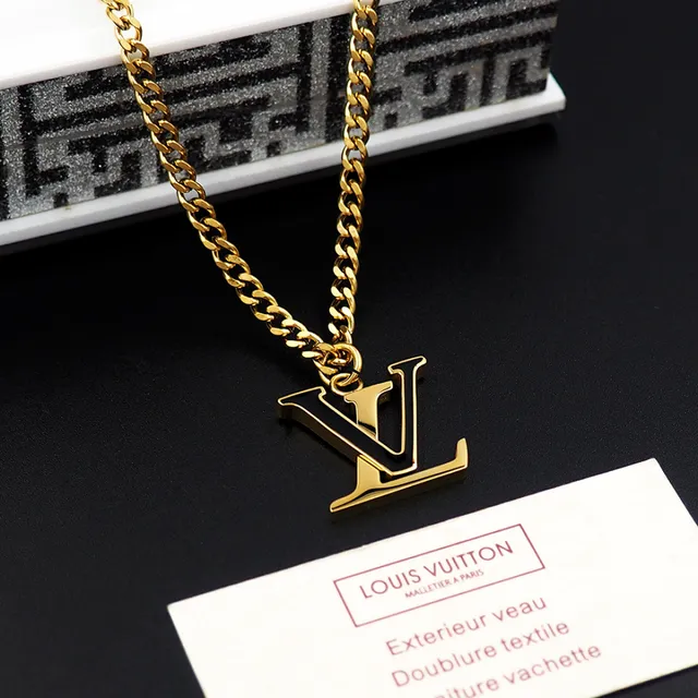 路易威登 LV Monogram 吊坠项链 黄金黑色马蹄链 搪瓷项链 4