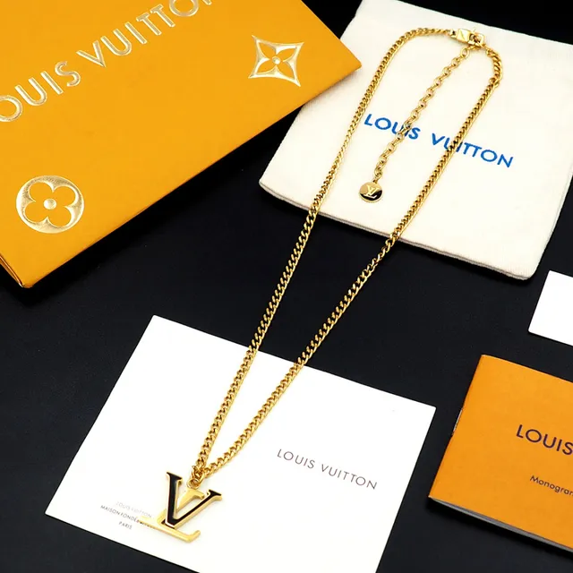 路易威登 LV Monogram 吊坠项链 黄金黑色马蹄链 搪瓷项链 8