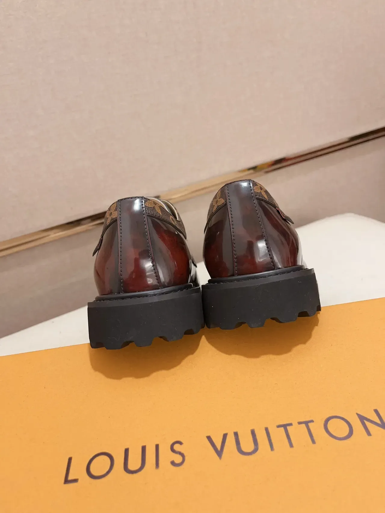 Louis Vuitton LV Trail Burgundy Polished Leather Oxford Shoes 3