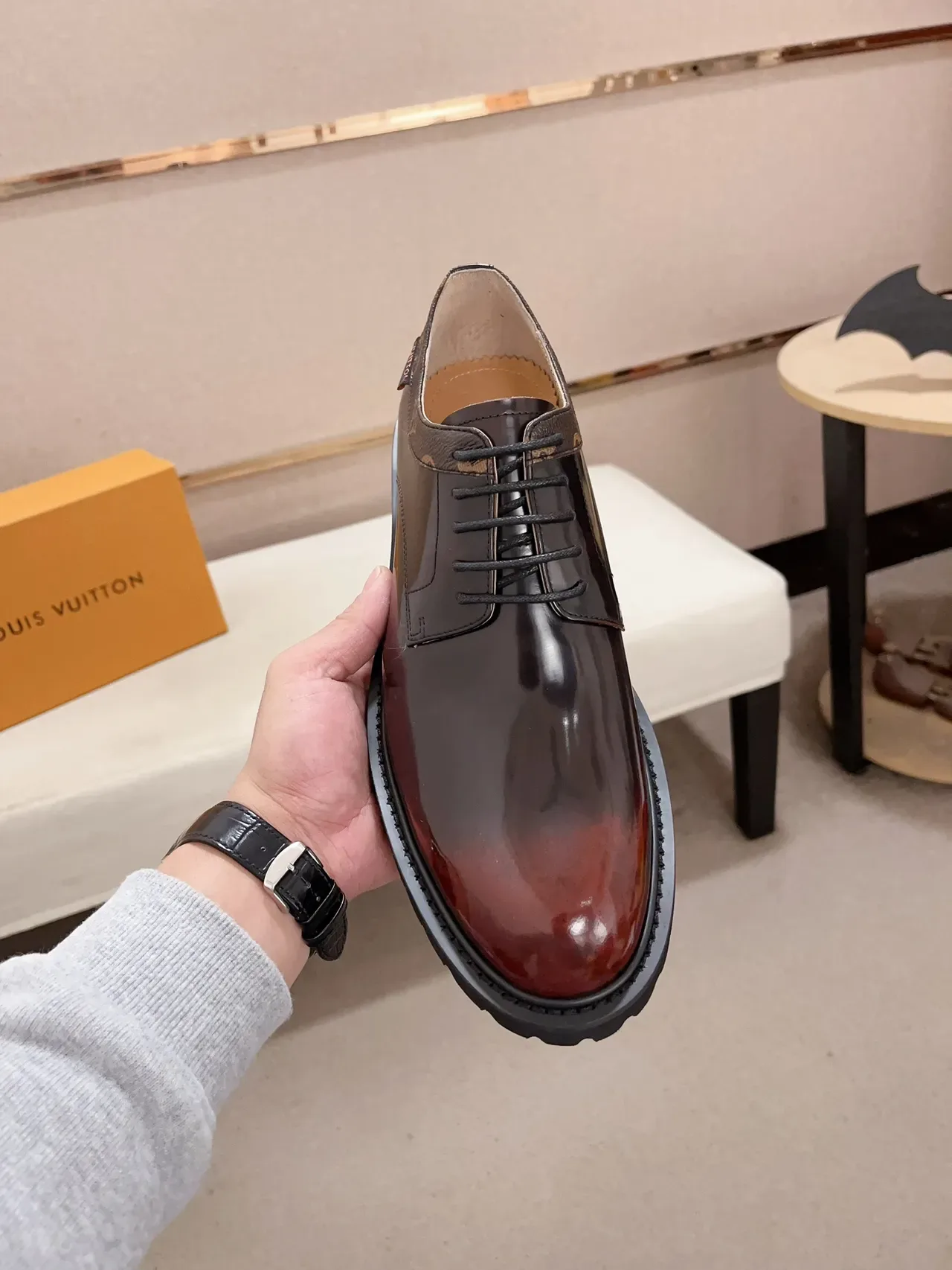 Louis Vuitton LV Trail Burgundy Polished Leather Oxford Shoes 5