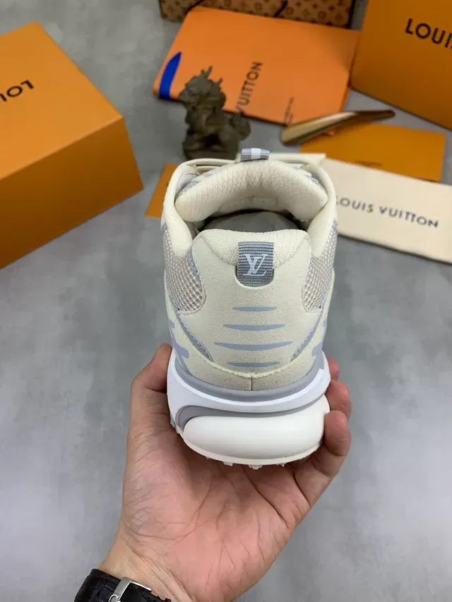 Louis Vuitton LV Trainer Beige Blue Sole Mesh And Suede Upper Chunky Sneakers 3