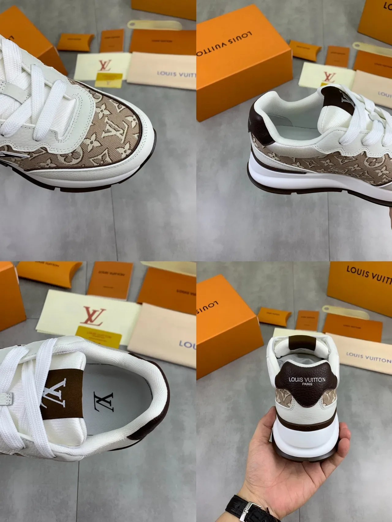 Louis Vuitton LV Trainer Beige Brown Monogram Canvas Wavy Layered Upper Lifestyle Sneakers 2