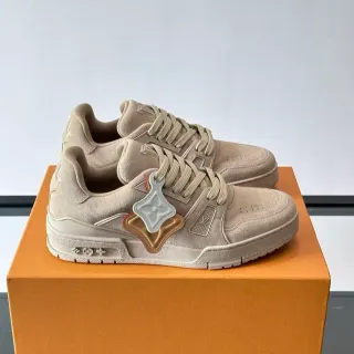 Louis Vuitton LV Trainer Beige Brown Suede Upper Layered Midsole Lifestyle Sneakers