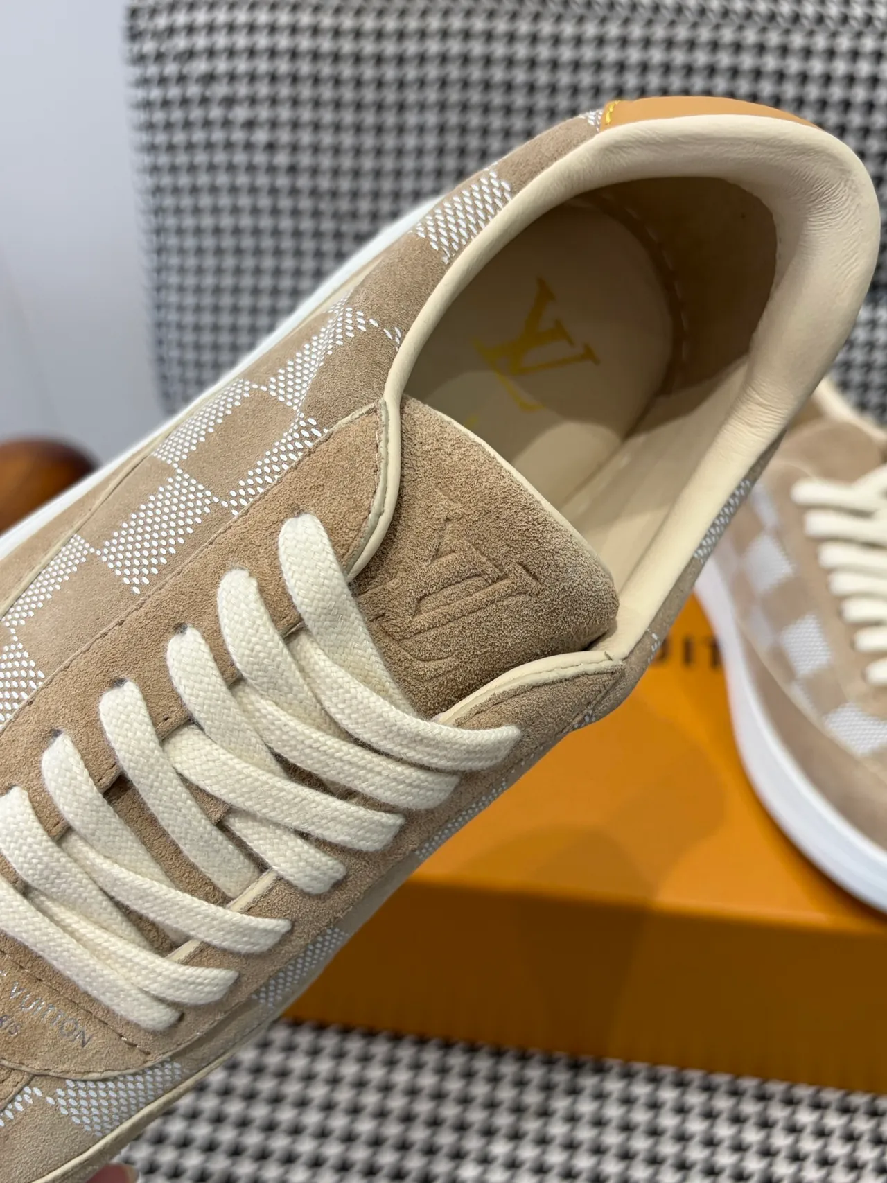 Louis Vuitton LV Trainer Beige Checkerboard Suede Lifestyle Sneakers 3