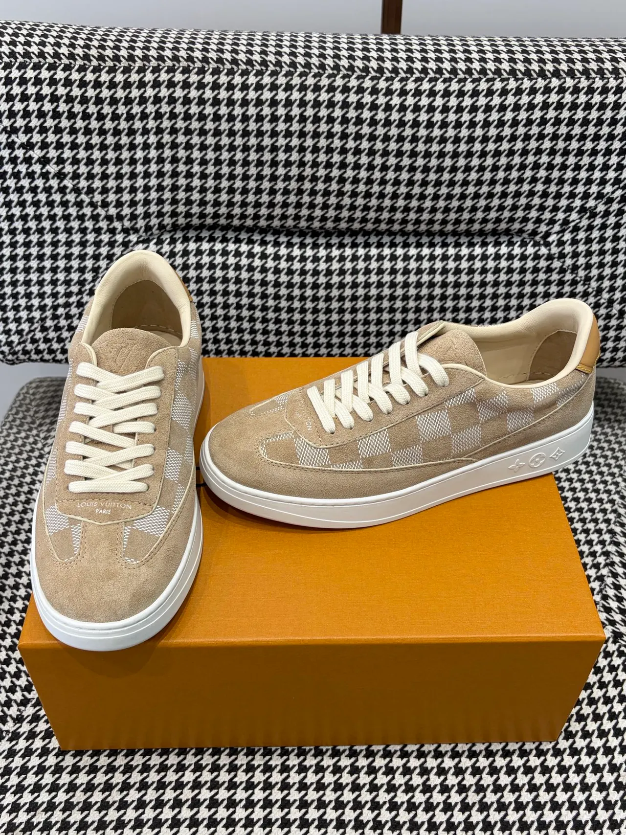 Louis Vuitton LV Trainer Beige Checkerboard Suede Lifestyle Sneakers 5
