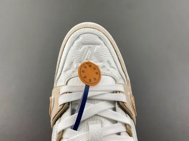 Louis Vuitton LV Trainer Beige White Layered Monogram Leather Textile Overlays Lifestyle Sneakers 5