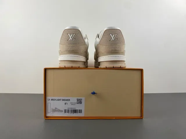 Louis Vuitton LV Trainer Beige White Layered Monogram Leather Textile Overlays Lifestyle Sneakers 16
