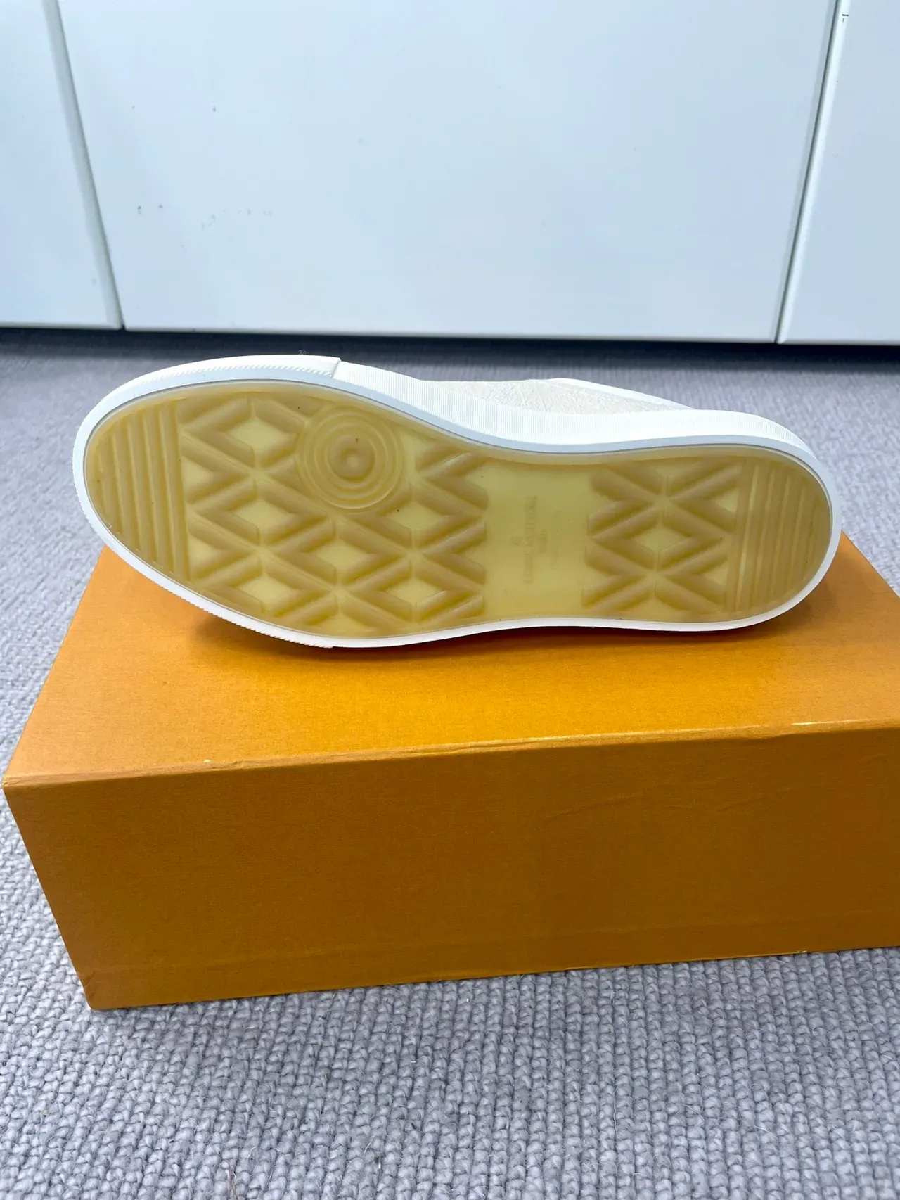 Louis Vuitton LV Trainer Beige White Monogram Canvas Upper Quilted Toe Cap Lifestyle Sneakers 2