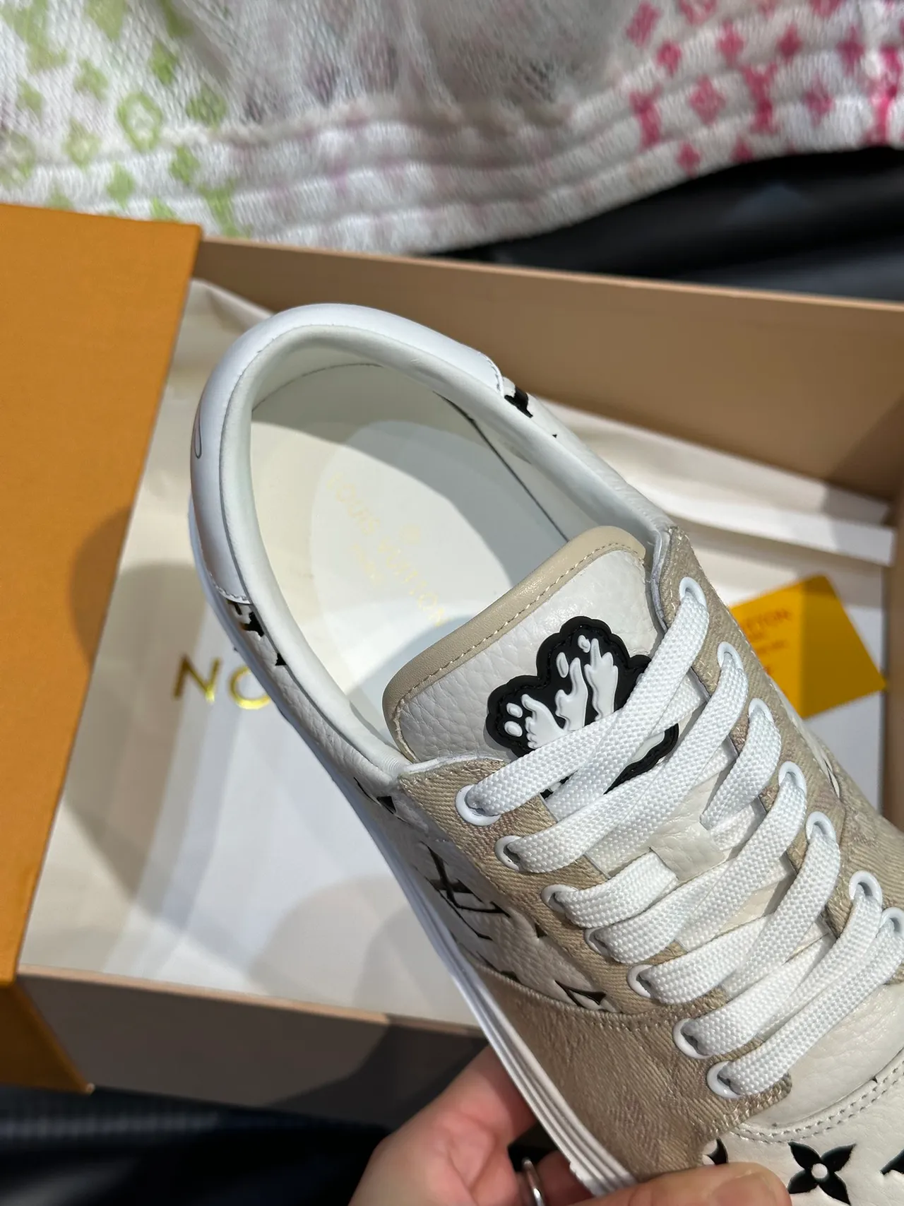 Louis Vuitton LV Trainer Beige White Monogram-Print Leather And Textile Upper Lifestyle Sneakers 3