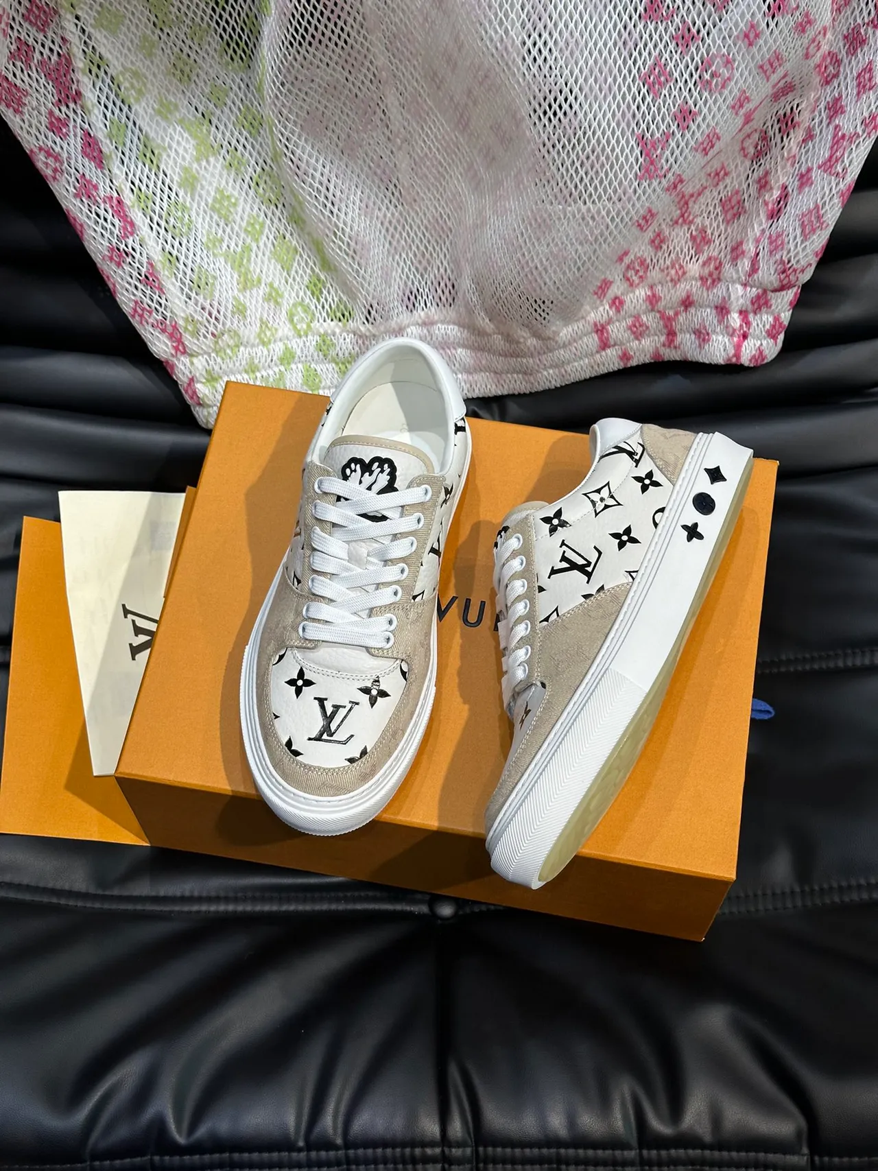 Louis Vuitton LV Trainer Beige White Monogram-Print Leather And Textile Upper Lifestyle Sneakers 4