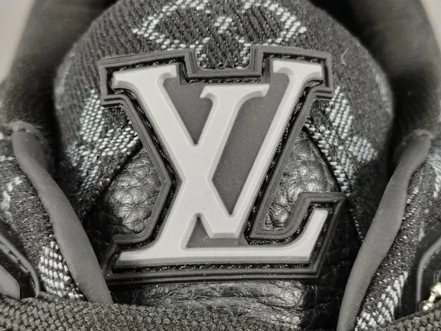 Louis Vuitton LV Trainer Black Gray Monogram-Print Leather Asymmetric Cage Overlay Lifestyle Sneakers 5