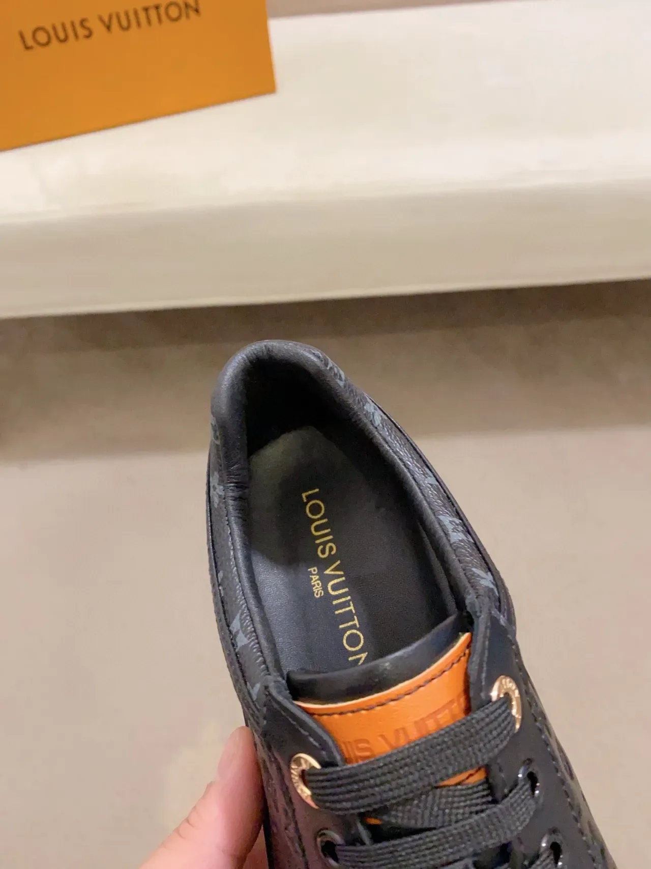 Louis Vuitton LV Trainer Black Orange Monogram-Embossed Leather Low-Top Platform Lifestyle Sneakers 6