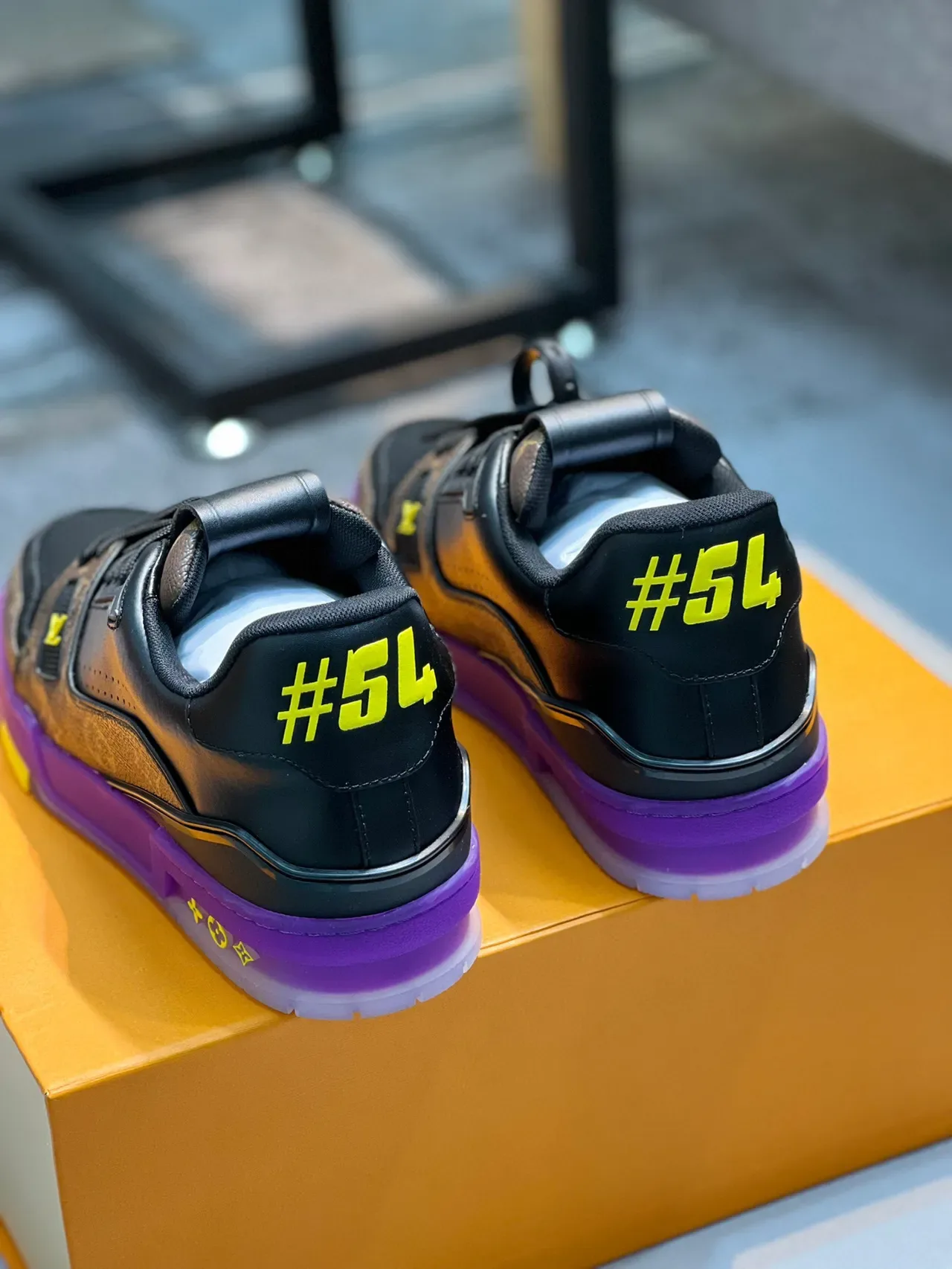 Louis Vuitton LV Trainer Black Purple Monogram Canvas Leather Overlays Lifestyle Sneakers 3