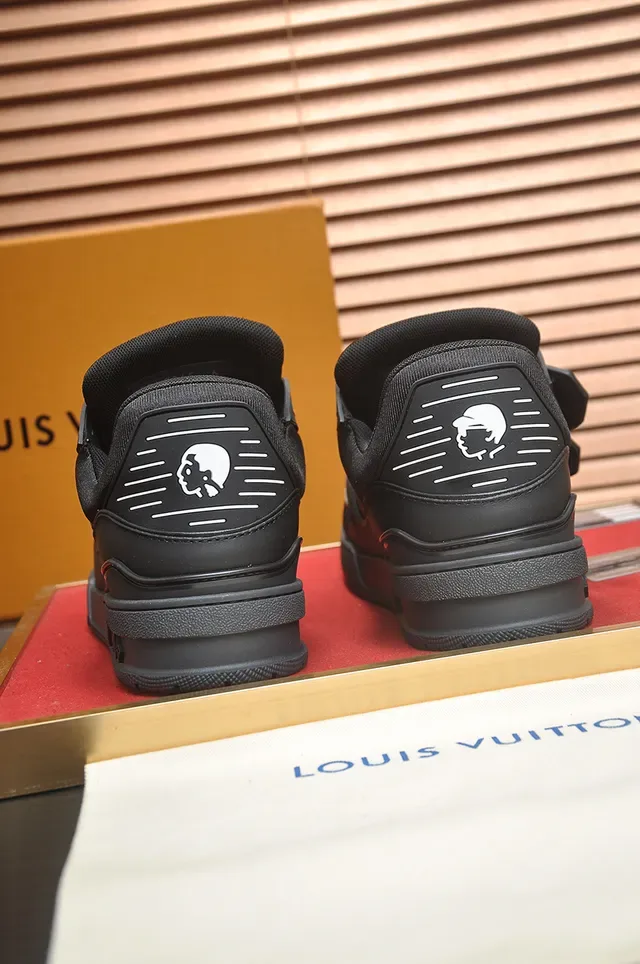 Louis Vuitton LV Trainer Black Silver Monochrome Studded Strap System Lifestyle Sneakers 2