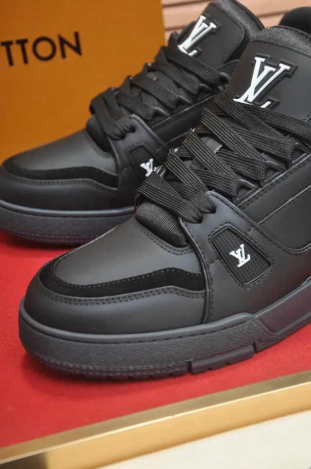 Louis Vuitton LV Trainer Black Silver Monochrome Studded Strap System Lifestyle Sneakers 3