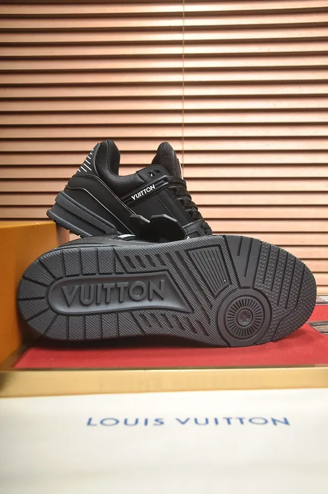 Louis Vuitton LV Trainer Black Silver Monochrome Studded Strap System Lifestyle Sneakers 4