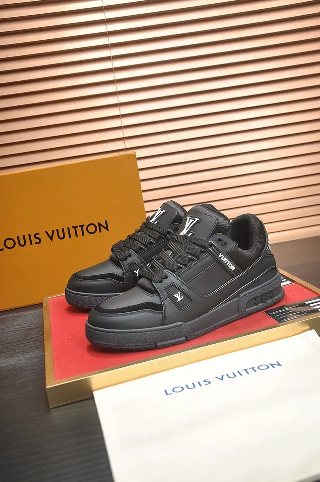 Louis Vuitton LV Trainer Black Silver Monochrome Studded Strap System Lifestyle Sneakers 5