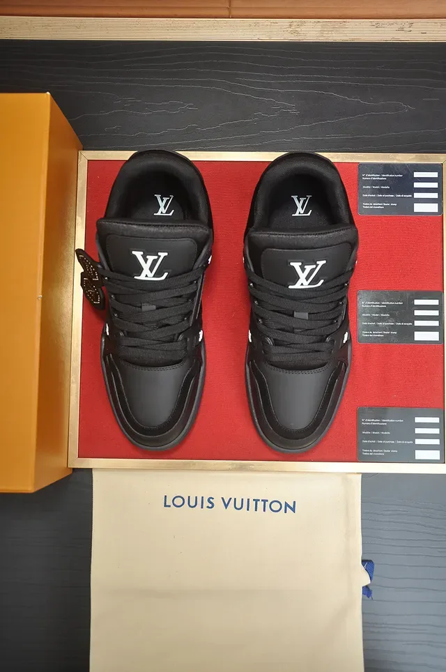 Louis Vuitton LV Trainer Black Silver Monochrome Studded Strap System Lifestyle Sneakers 6