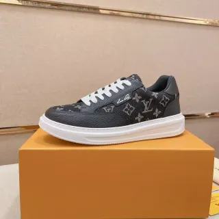 Louis Vuitton LV Trainer Black White Monogram Canvas Textured Leather Toe Cap Lifestyle Sneakers