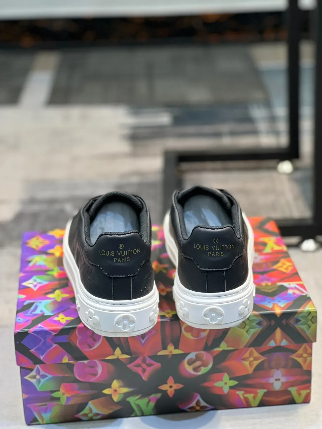 Louis Vuitton LV Trainer Black White Monogram-Embossed Leather Low-Top Platform Lifestyle Sneakers 3
