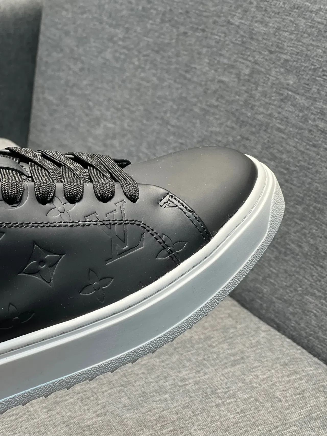 Louis Vuitton LV Trainer Black White Monogram-Embossed Leather Low-Top Platform Lifestyle Sneakers 4