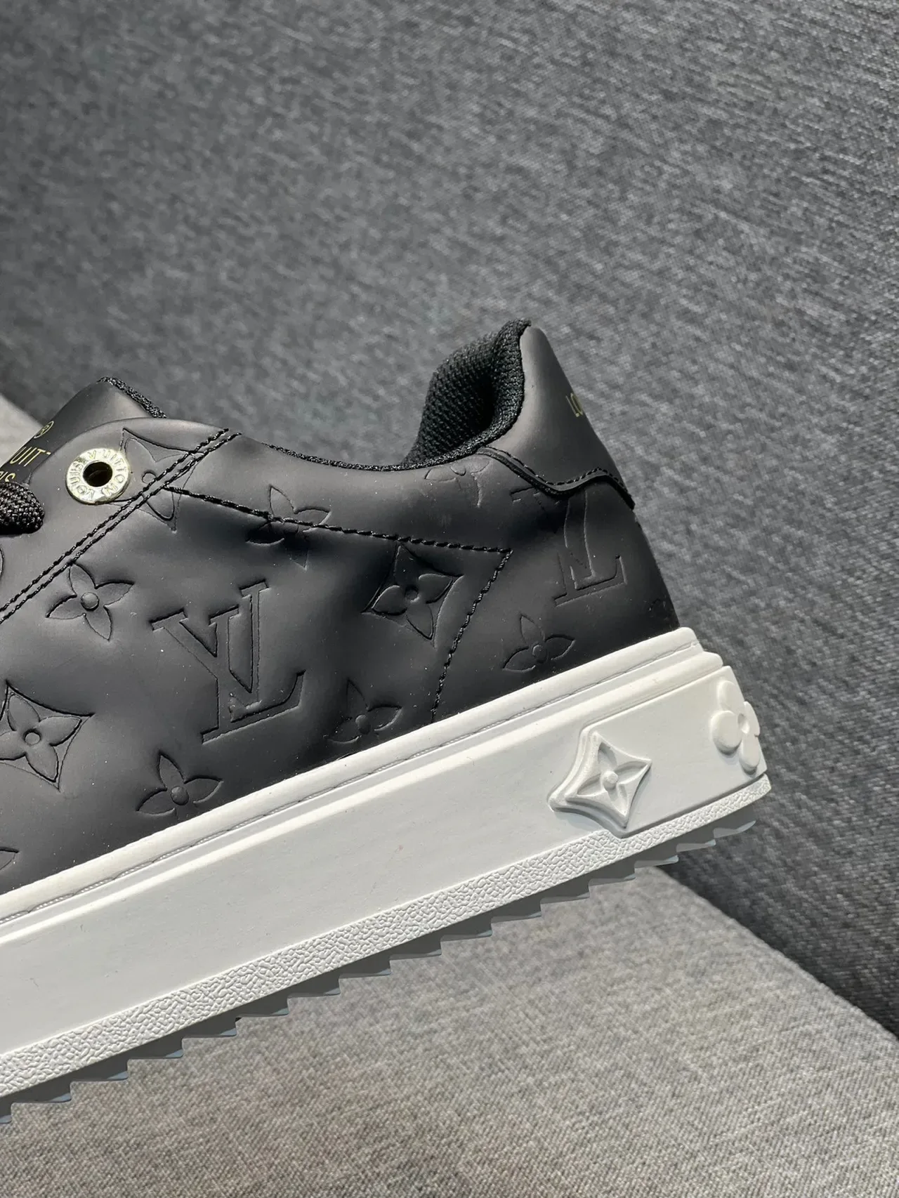 Louis Vuitton LV Trainer Black White Monogram-Embossed Leather Low-Top Platform Lifestyle Sneakers 9