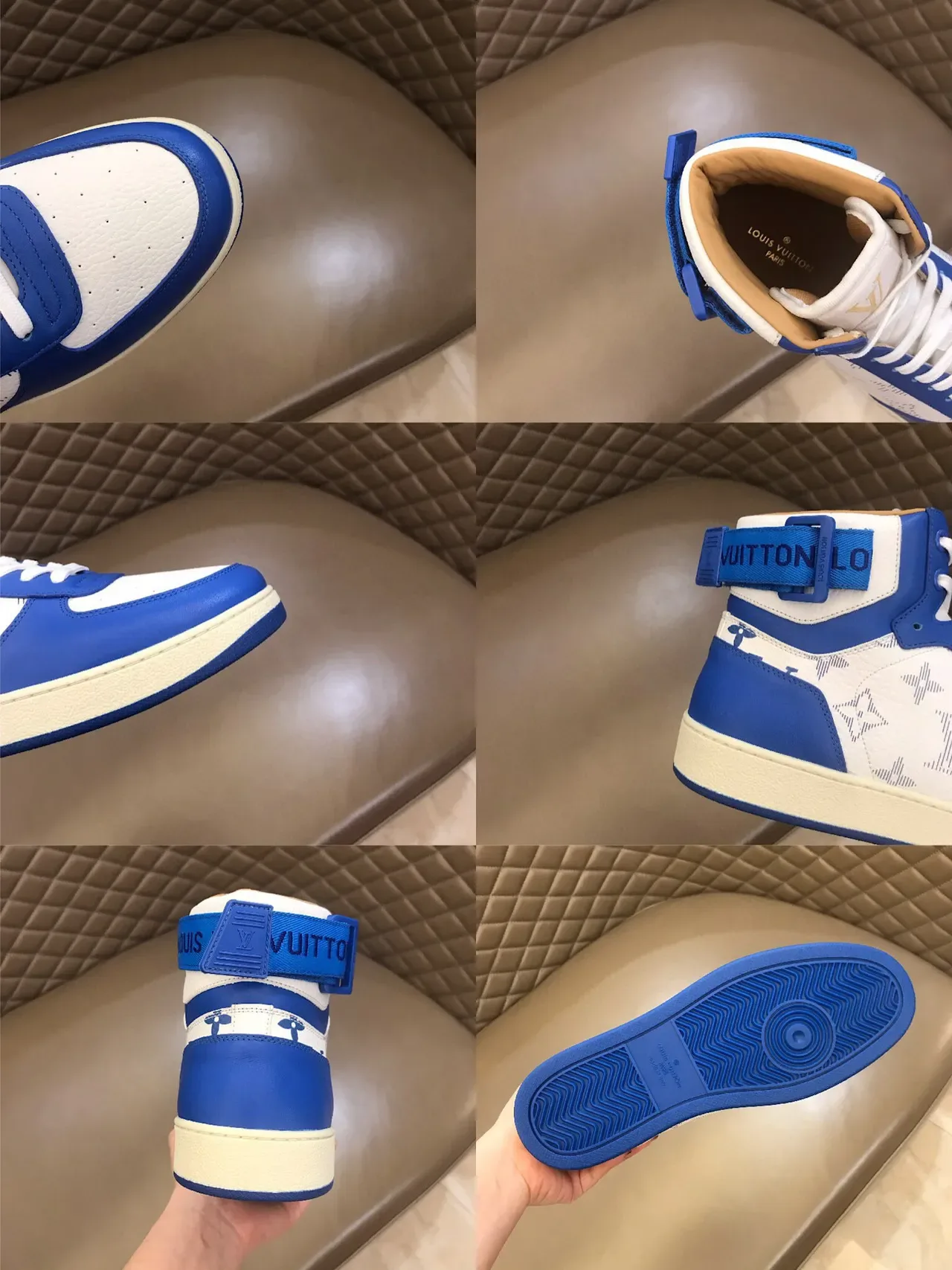Louis Vuitton LV Trainer Sneakers Lifestyle Bleu Blanc Hautes Monogramme Toile 2