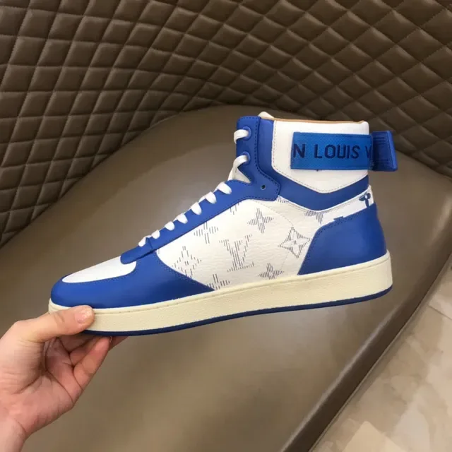 Louis Vuitton LV Trainer Sneakers Lifestyle Bleu Blanc Hautes Monogramme Toile 3