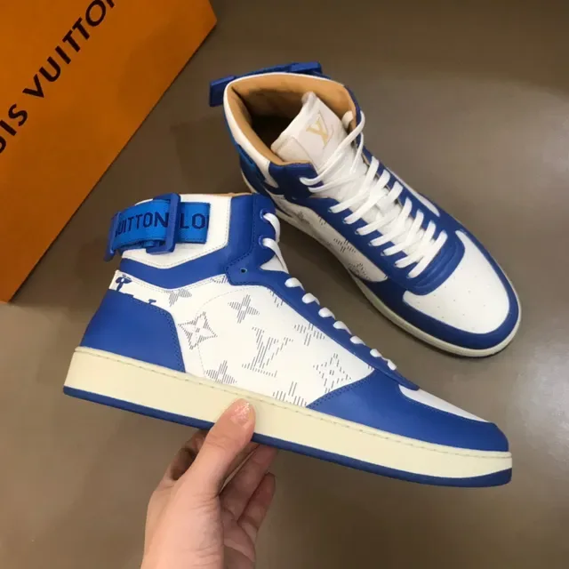 Louis Vuitton LV Trainer Sneakers Lifestyle Bleu Blanc Hautes Monogramme Toile 6
