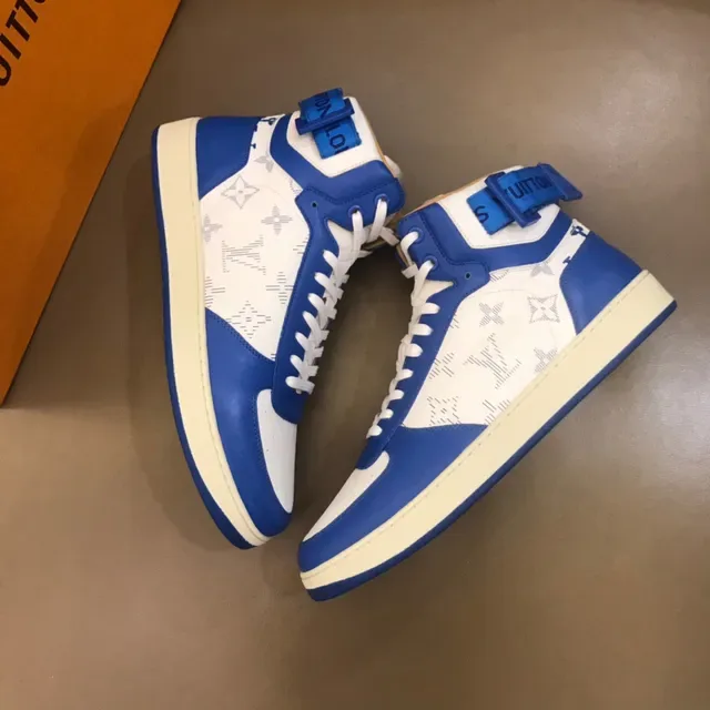 Louis Vuitton LV Trainer Sneakers Lifestyle Bleu Blanc Hautes Monogramme Toile 7