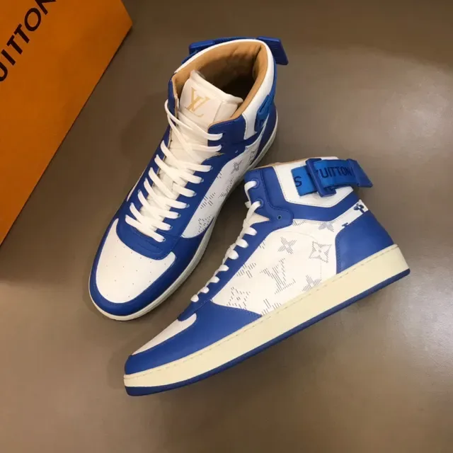 Louis Vuitton LV Trainer Sneakers Lifestyle Bleu Blanc Hautes Monogramme Toile 8