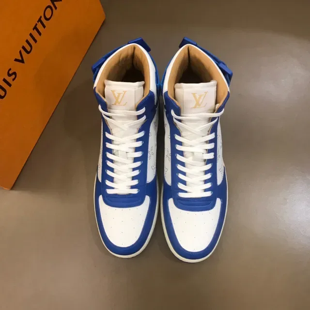 Louis Vuitton LV Trainer Sneakers Lifestyle Bleu Blanc Hautes Monogramme Toile 9