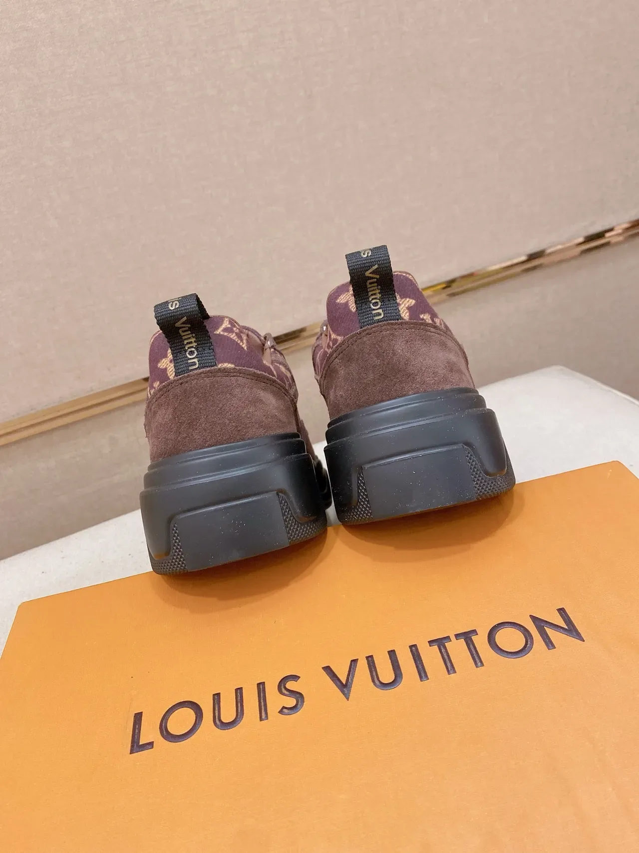 Louis Vuitton LV Trainer Burgundy Brown Monogram Canvas Suede Overlays Lifestyle Sneakers 2