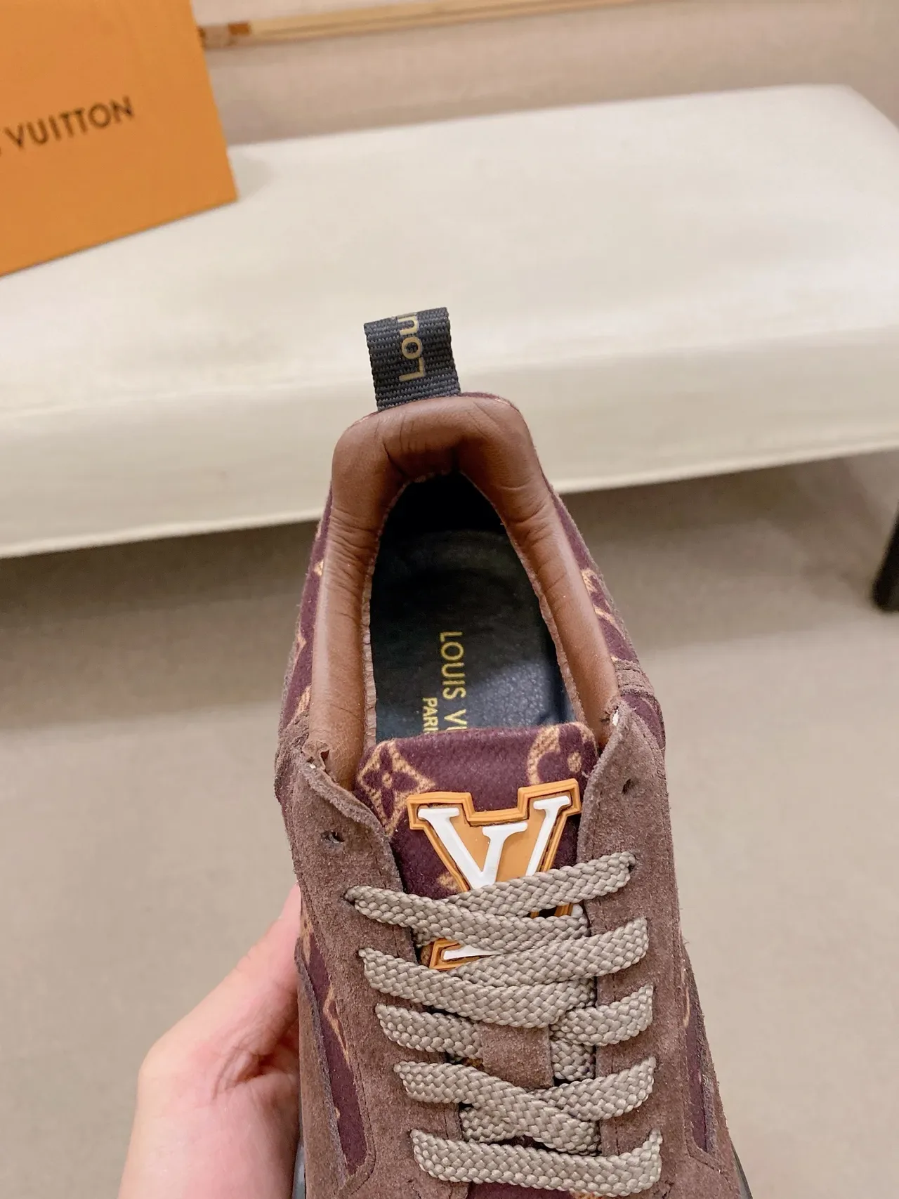Louis Vuitton LV Trainer Burgundy Brown Monogram Canvas Suede Overlays Lifestyle Sneakers 3