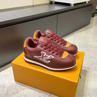 Louis Vuitton LV Trainer Burdeos Naranja Cuero Superior Bordado Monogram Zapatillas Lifestyle