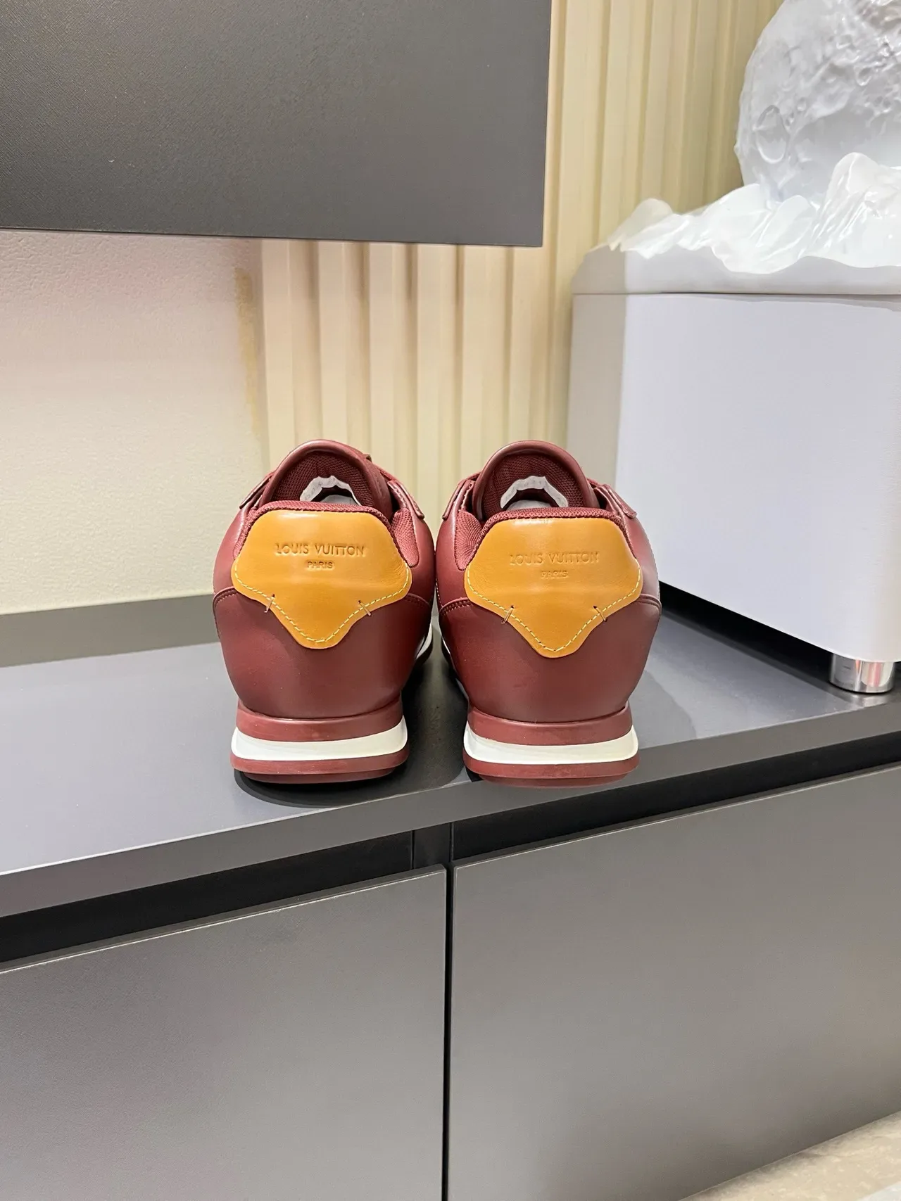 Louis Vuitton LV Trainer Burgundy Orange Leather Upper Embroidered Monogram Lifestyle Sneakers 9
