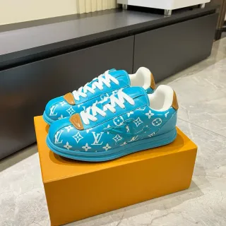 Louis Vuitton LV Trainer Azul Cian Monograma Cuero Zapatillas Lifestyle