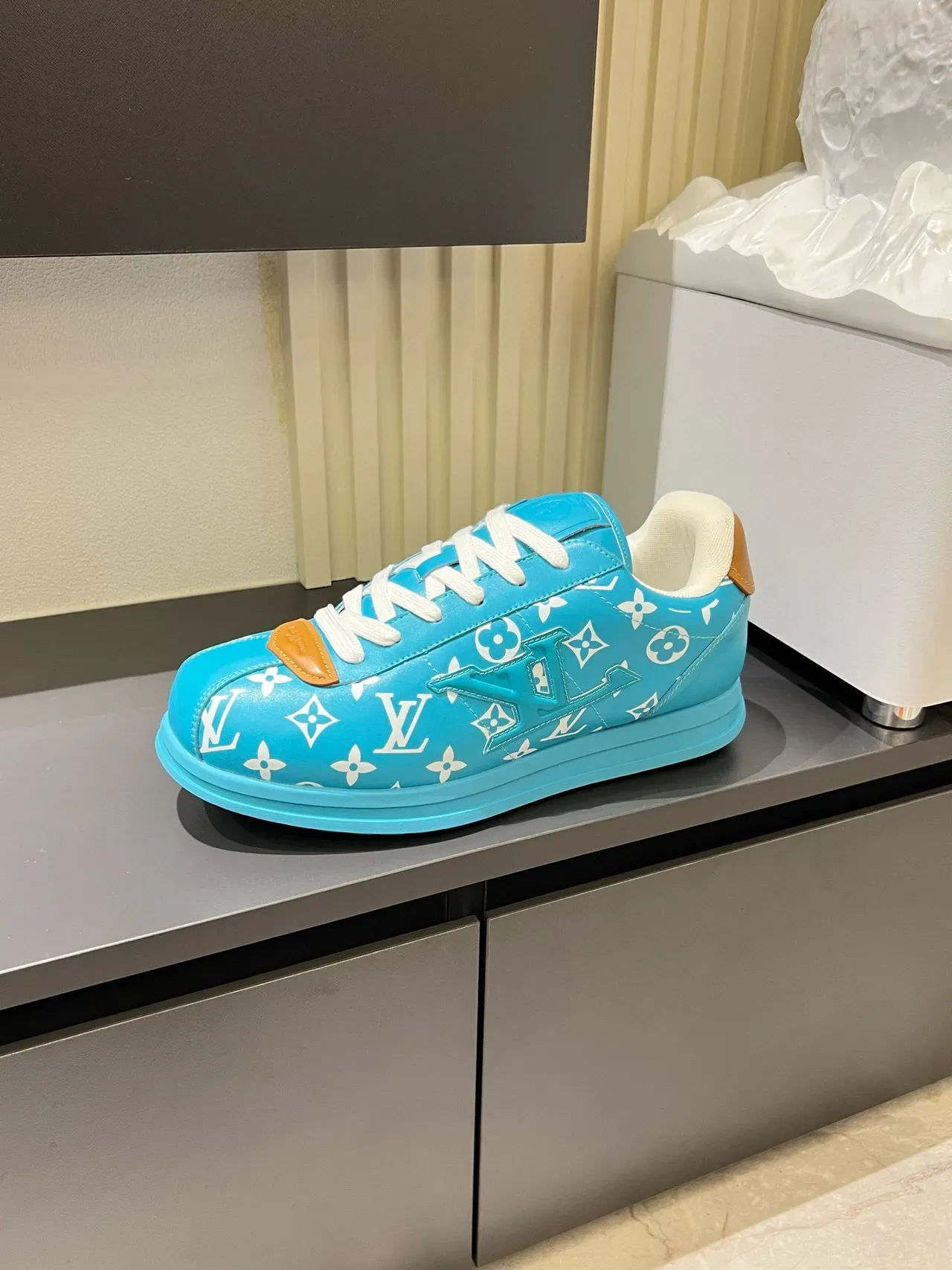 Louis Vuitton LV Trainer Cyan Blue Monogram Leather Lifestyle Sneakers 5
