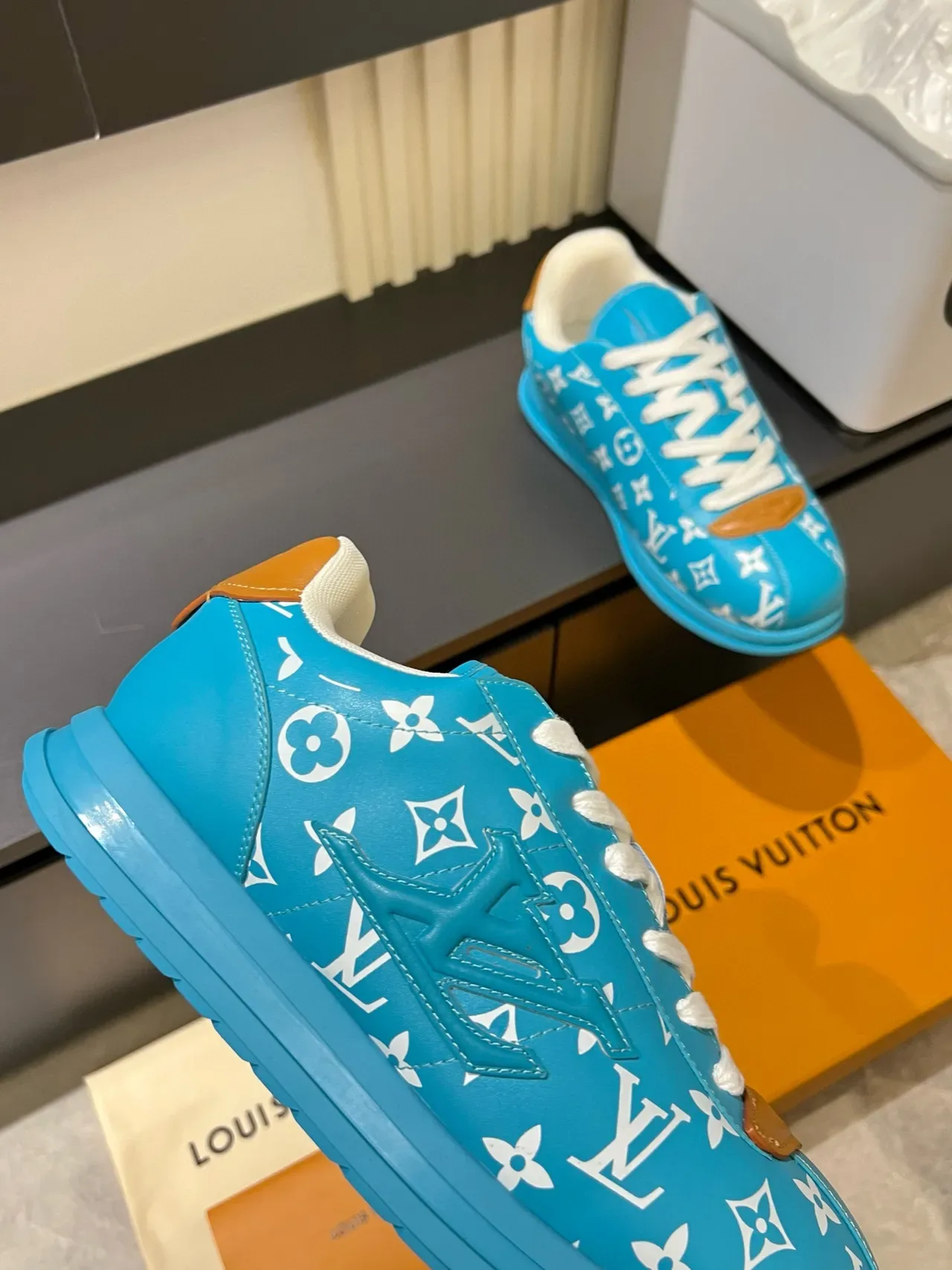 Louis Vuitton LV Trainer Cyan Blue Monogram Leather Lifestyle Sneakers 8