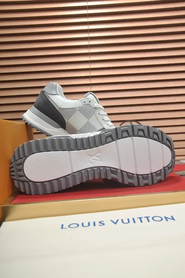 Louis Vuitton LV Trainer Gray Beige Mixed-Material Upper Embossed Branding Lifestyle Sneakers 3