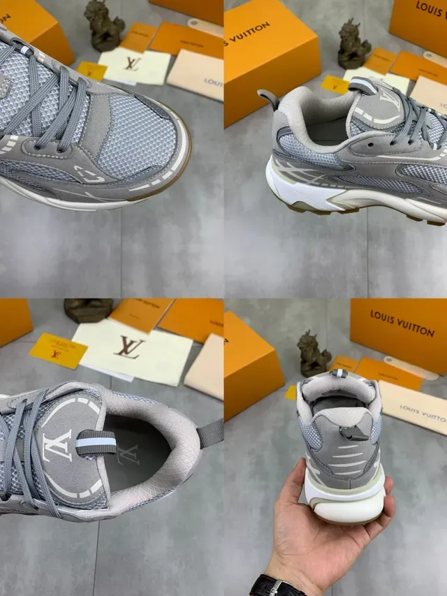 Louis Vuitton LV Trainer Gray Beige Sole Mesh And Suede Upper Chunky Sneakers 2