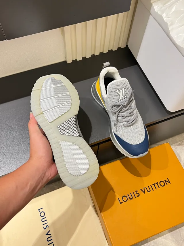 Louis Vuitton LV Trainer Gray Yellow Navy Lifestyle Sneakers 4